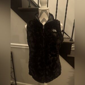 The North Face Reversible Zip Up Vest Nylon & Fur Black Small